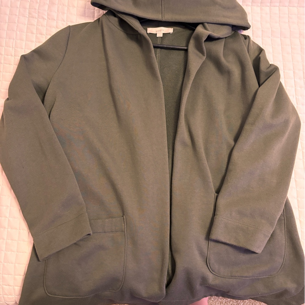 Ann Taylor LOFT Women's Olive Hooded Cardigan